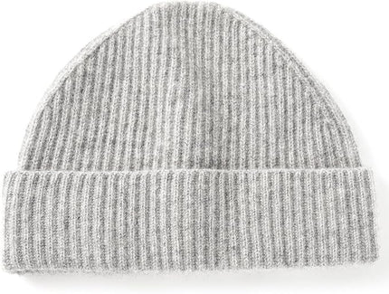 Villand 100% Cashmere Ribbed Cuffed Hat for Men, Ultra-Soft Men's Pure Cashmere Winter Ski Beanie