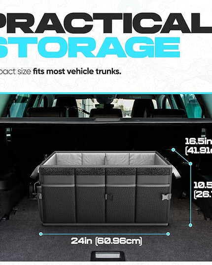 FORTEM Trunk Organizer with Cooler For SUV Car Trunk, Foldable Storage, Car Accessories for Women Men, Collapsible Bag, Perfect Christmas Gifts, 600D Oxford, Non Slip Bottom, Straps, Soft Cover (105L)