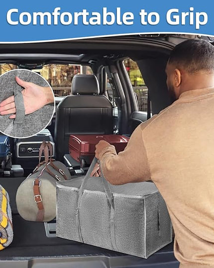 8 Pack-Extra Large Heavy Duty Moving Bags - Waterproof Storage Totes with Handles & Zippers, Foldable for College Dorm, Storage (Gray)