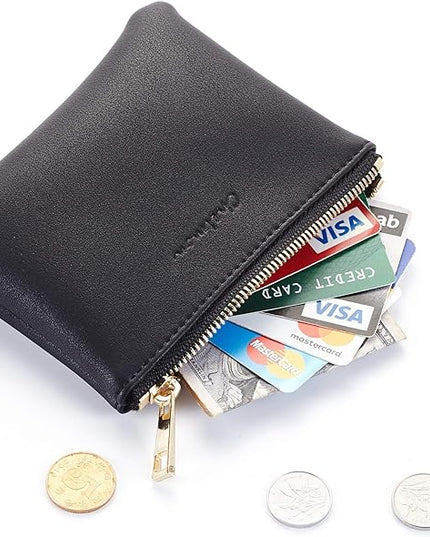 Chelmon Vegan Leather Coin Purse Pouch Change Purse With Zipper For Men Women