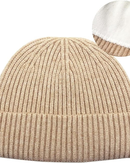 ROYBENS Swag Wool Knit Cuff Short Fisherman Beanie for Men Women, Winter Warm Hats