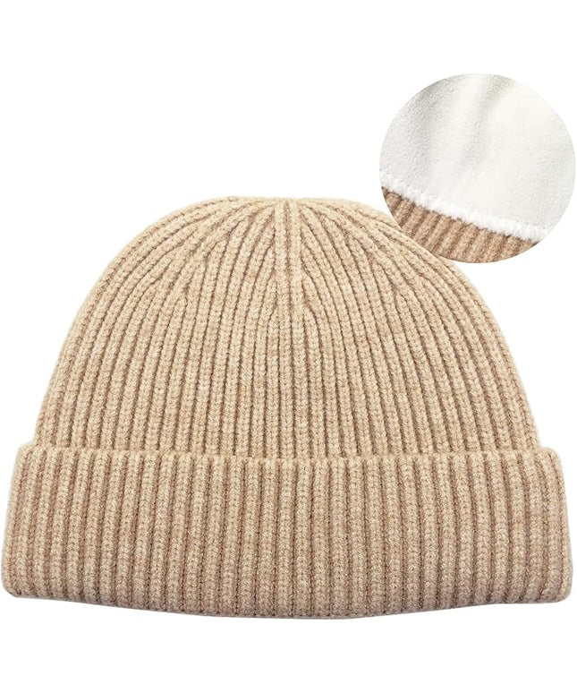 ROYBENS Swag Wool Knit Cuff Short Fisherman Beanie for Men Women, Winter Warm Hats