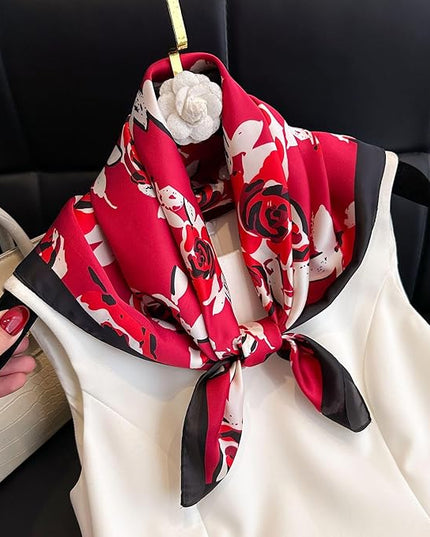 MINIDORA Satin Scarves for Women 27.5 × 27.5 inches Medium Square Elegant Silk Feeling Head Scarf