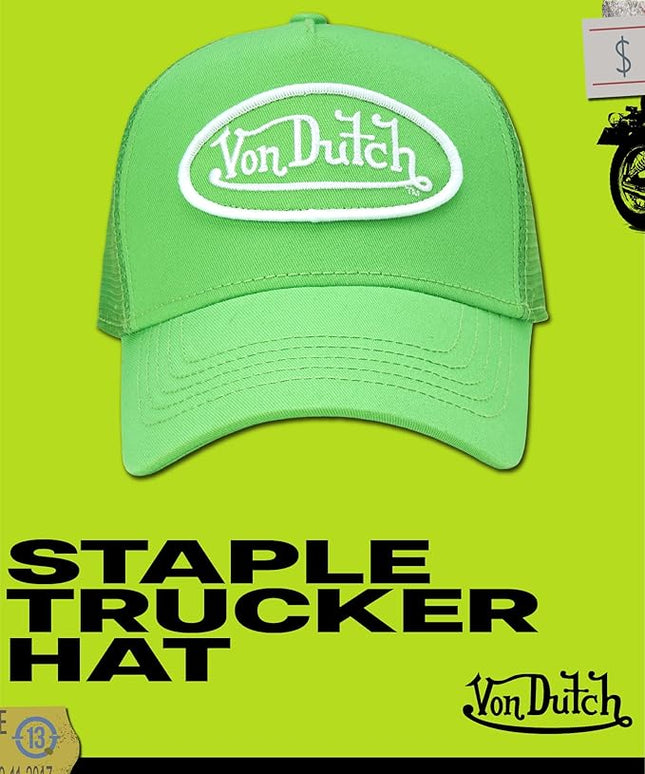 Von Dutch Unisex Trucker Hat - Curved Bill Mesh Back Retro Classic Adjustable Snapback Baseball Cap for Men and Women