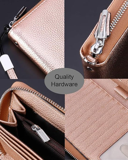 Lavemi Small Compact Women Wallet RFID Blocking Genuine Leather Bifold Purse with ID Windows