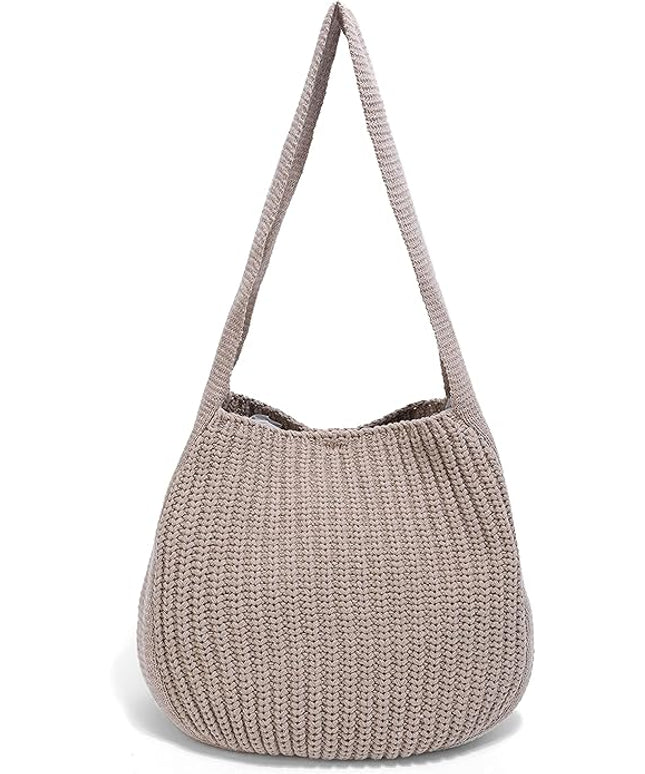 ENBEI Women's Crochet Tote Bag Knit Shoulder bag,Aesthetic Bag,Cute Eco-Friendly Tote for Travel,Daily Use,Gift Box Packaging