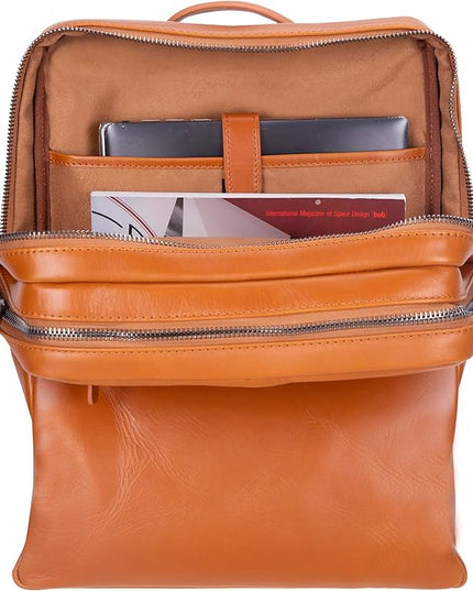 Osceola Genuine Leather Laptop Backpack for Men & Women, Handmade Leather Backpack Fits 16 Inch Laptop (Tan)