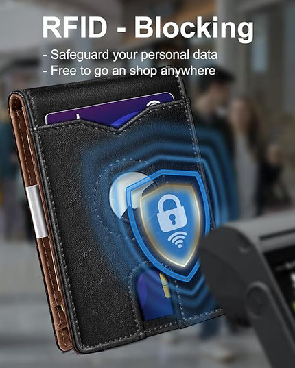 miyozi Airtag Wallet for Men,with Money Clip 11 Cards Slim Front Pocket Leather RFID Blocking Wallet with Gift Box