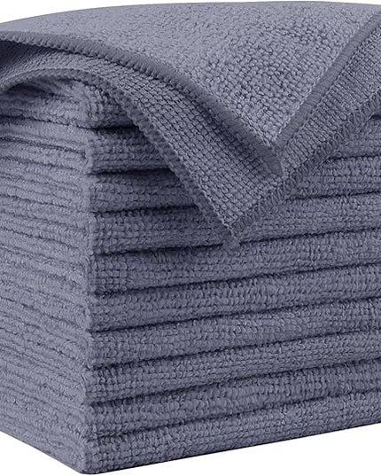 AIDEA Microfiber Cleaning Cloth Grey 10PK, Micro Fiber Cloth for Cleaning Cars, Premium All Purpose Car Towels, Dusting Cloth Cleaning Rags SUVs, House, Kitchen, Window, Workshops, 12"×12"
