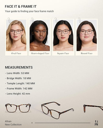 TIJN Blue Light Blocking Glasses for Women Men Clear Frame Square Nerd Eyeglasses Anti Blue Ray Computer Screen Glasses