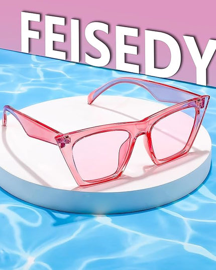 FEISEDY Vintage Square Cat Eye Sunglasses Women Trendy Cateye Sunglasses B2473