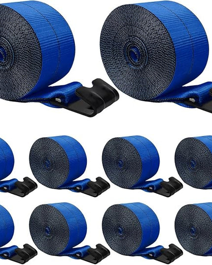 4'' x30' Winch Straps with Flat Hooks, Heavy Duty Trailer Winch Straps, 16,200 lbs Breaking Strength Flatbed Straps, 4in x 30ft Cargo Control for Flatbed Trailer, Truck, Utility Trailer (10 Pack)