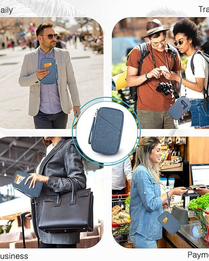 Passport Holder Family, Women Rfid Blocking Passport Wallet, Travel Essentials Premium Wallets, Waterproof Passport Holders Bag for Men Traveling, Travel Document Organizer Credit Cards Case