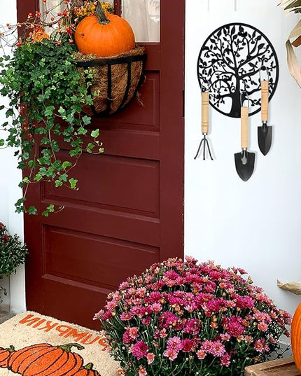 ZULONG Round Decorative Home Key Holder Wall Mount, 2 Pack Metal Tree Car Key Rack for Wall Organizer for Keys, Wallets, Hats, Used for Decor for House Entryway, Kitchen, Garage, Office (12" Black)
