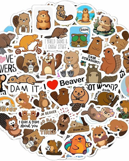 BulbaCraft Beaver Stickers for Water Bottle and Laptop - Nature Party Supplies & Decorations, Waterproof Vinyl Animal Decals, Cute Beaver Stickers Laptop Decals, Gifts for Women & Men