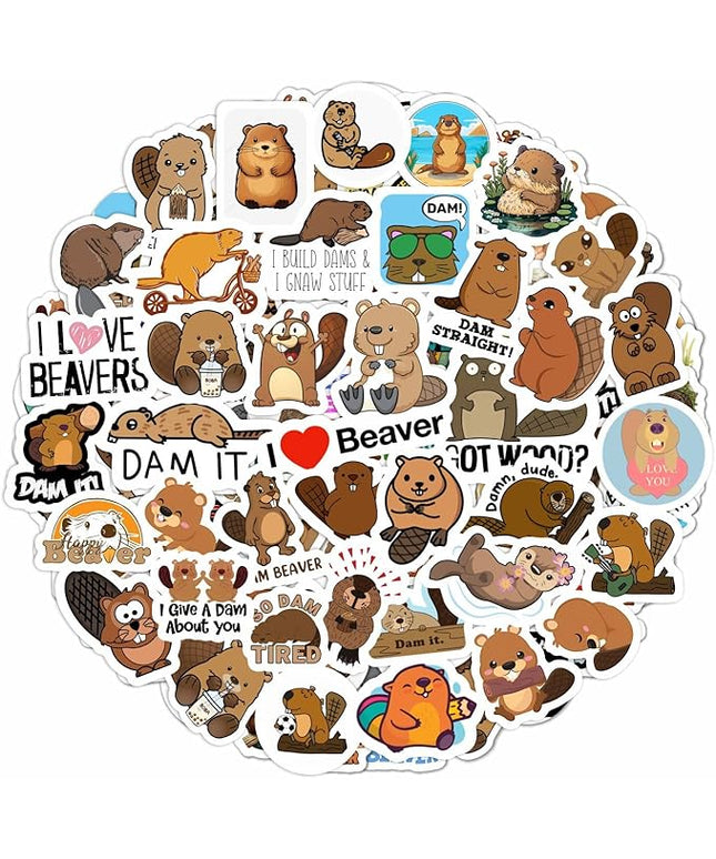 BulbaCraft Beaver Stickers for Water Bottle and Laptop - Nature Party Supplies & Decorations, Waterproof Vinyl Animal Decals, Cute Beaver Stickers Laptop Decals, Gifts for Women & Men