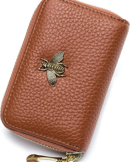 imeetu RFID Credit Card Holder, Small Leather Zipper Card Case Wallet for Women