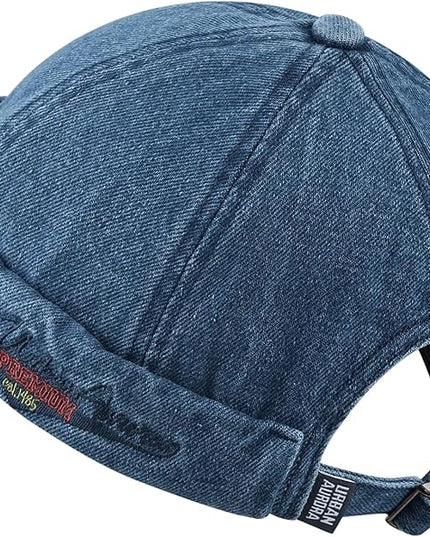 Croogo Denim Docker Hat Fashion Brimless Beanie Hat Retro Worker Skull Cap Rolled Cuff Sailor Cap Hip Hop Dancing Watch Cap