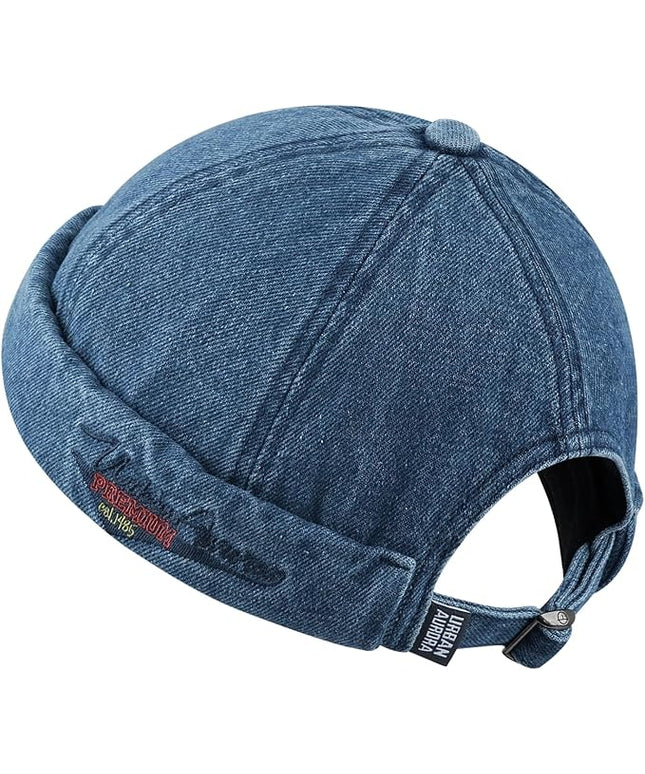 Croogo Denim Docker Hat Fashion Brimless Beanie Hat Retro Worker Skull Cap Rolled Cuff Sailor Cap Hip Hop Dancing Watch Cap