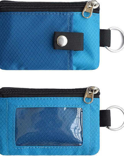 Minimalist RFID Blocking Small Wallet with ID Window,WaterResistant Zip Id Case Wallet with Lanyard Keychain for Cards,Cash,Travel,Women,Men