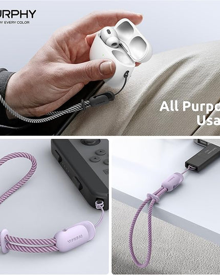 SURPHY 2 Pack Phone Lanyard for Cellphone Case, Phone Wrist Strap for Case, Cellphone Strap with 2-Color Braided, Charm Wrist Lanyard for Women, Cellphone Wrist Lanyard for Women, Black & Lilac
