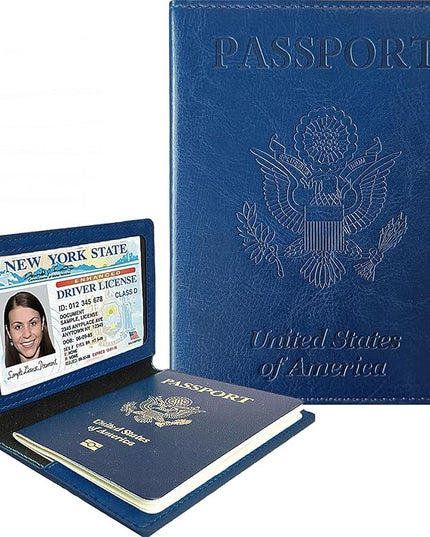 Sizobi Passport Holder for Travel Men, RFID Blocking Passport Covers Case Wallet Card Slot, International Travel Must Haves Travel Accessories for Women, Cruise Ship Essentials Travel Gifts, Navy Blue