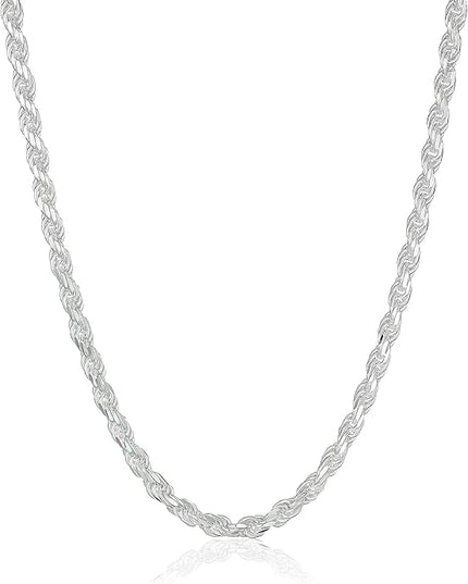 Amazon Essentials Sterling Silver Diamond Cut 14 Inches Rope Chain Necklace