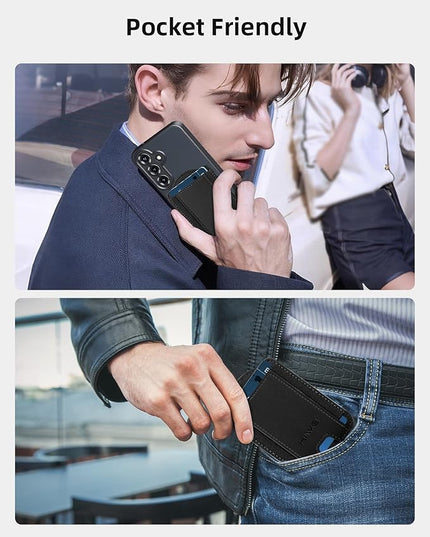 HiWe for MagSafe Wallet for Galaxy S25/S24 Series with Magnetic Case and iPhone 17/16/15/14/13/12 Series, No Case, 6 Cards Holder, RFID Leather Slim, Black