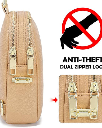 INICAT Small Anti Theft Crossbody Bags Women Valentine's Day Gifts, Vegan Leather Sling Cross Body Purse Travel Essentials