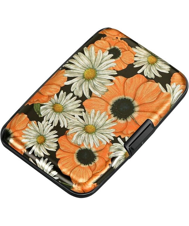 ELFISH Mini RFID Aluminum Wallet Credit Cards Holder Business Card Case Metal ID Case for Men Women(Chamomile)