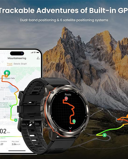 KOSPET Tank T3 Ultra 2 Smart Watch for Men GPS, Extra-Long Battery, Full Stainless Steel Body Rugged Smartwatch with Bluetooth Calling, 1.43" AMOLED Display, Pressure&Altitude&Compass