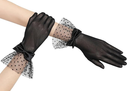 BABEYOND Lace Gloves for Women - Bow Short Prom Gloves Evening Elegant Accessories for Wedding Opera Party