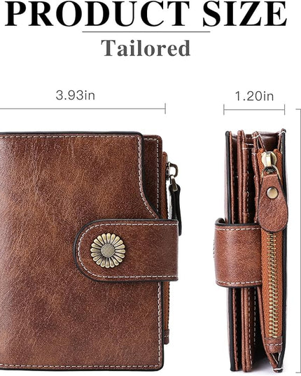 FALAN MULE Small Wallet for Women Leather Bifold Compact Small Womens Wallet with RFID Blocking
