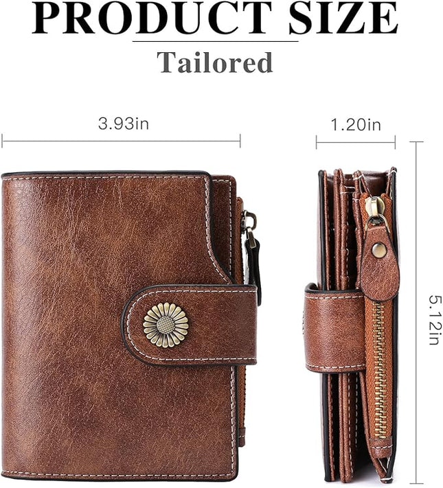FALAN MULE Small Wallet for Women Leather Bifold Compact Small Womens Wallet with RFID Blocking