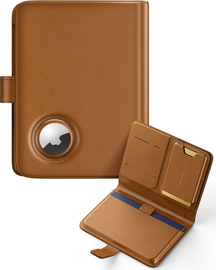 Stouchi AirTag Passport Holder with Detachable Magnetic Card Case, Passport Holder for Travel, RFID-blocking, 1-Second Pull Strap & One-Hand Access, Premium Vegan Leather Travel Document Organizer