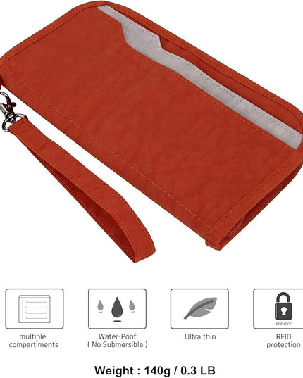 ZOPPEN Passport Holder Family RFID Passport Wallet, Passport Holder Women/Men, Travel Wallet Documents Organizer Zipper Case with Removable Wristlet Strap, Travel Essentials for Flying