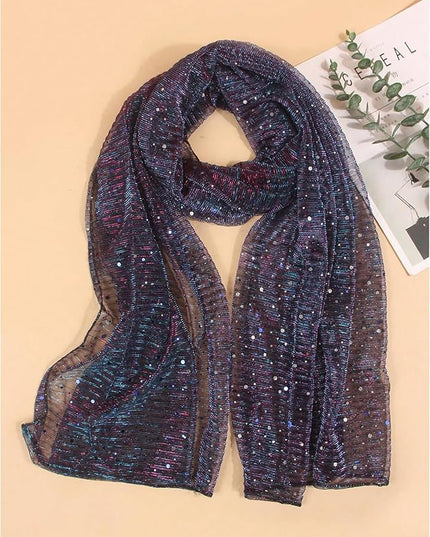 Floerns Women's Sequin Bandana Square Scarf Silk Scarves Mesh Shawl and Wrap for Evening Dresses