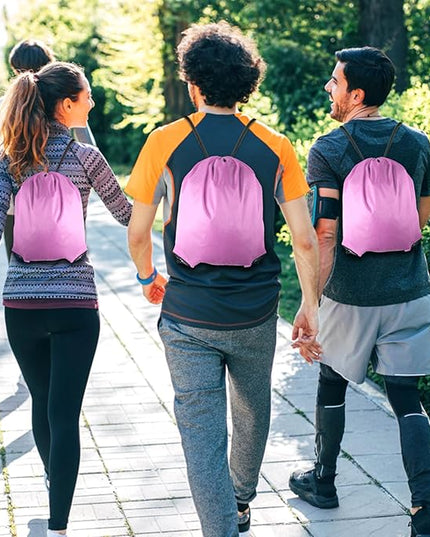 GoodtoU Nylon Backpacks - Drawstring Bags for Sport, Traveling, Team (Pink, 80Pcs)
