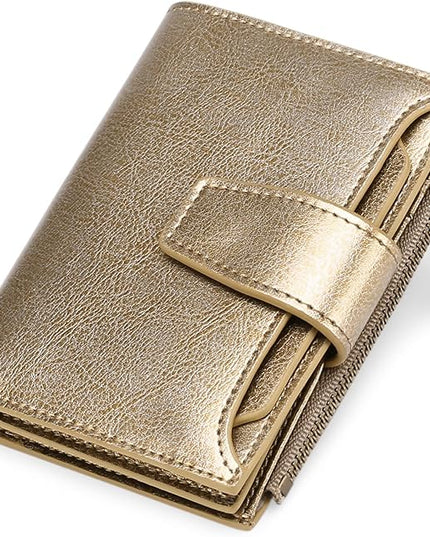 FALAN MULE Small Wallet for Women Leather Bifold Compact RFID Blocking Small Womens Wallet Purse