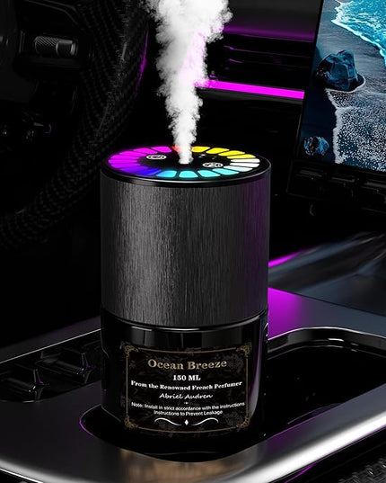 Car Air Freshener, Smart Car Air Freshener, Music-Synced RGB Ambient Lights with Auto On/Off, 150ml, Suitable for Cars, Homes, Offices, Bedrooms (Oceans)