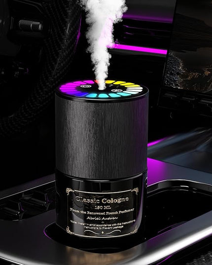 Car Air Freshener, Smart Car Air Freshener, Music-Synced RGB Ambient Lights with Auto On/Off, 150ml, Suitable for Cars, Homes, Offices, Bedrooms (Cologne)