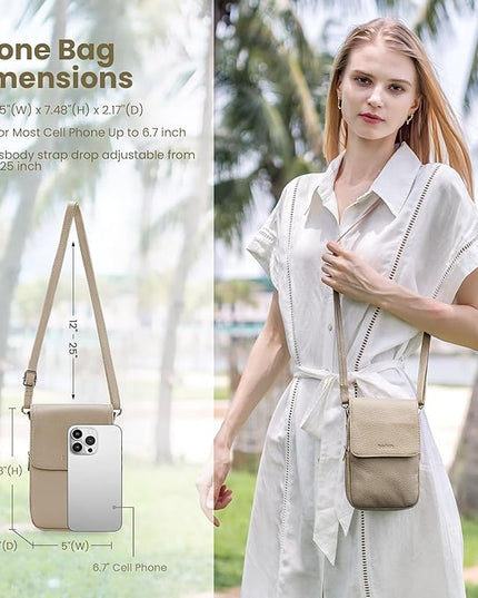 befen Genuine Leather Small Crossbody Bags for Women, Cell Phone Cross body Purse Bag with RFID Blocking Card Slots