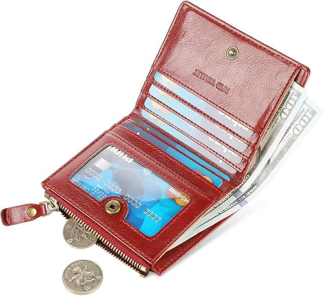 Lavemi Ultra Thin Small Compact Leather Womens Girls Wallets RFID Blocking Credit Card Holder for Women