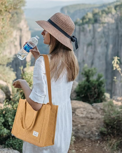 Valleycomfy Corduroy Tote Bag for Women Travel Crossbody Bag Purse Women Shoulder Bags Work Handbags Everyday Hobo Bag