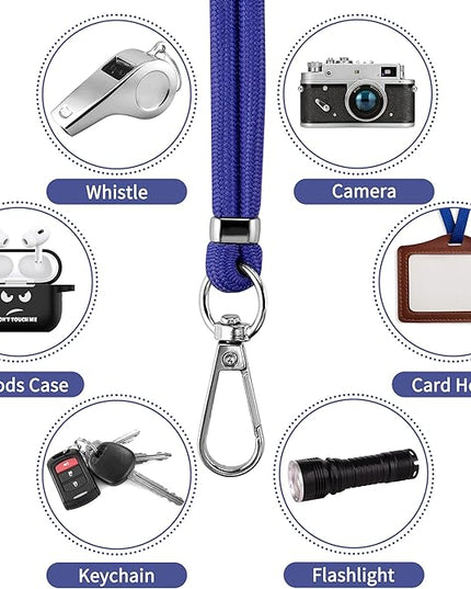 CACOE Phone Lanyard 2 Pcs-2 Pcs Adjustable Neck Strap, 4 Pcs Phone Patches, Universal Crossbody Multifuctional Cell Phone Lanyards Compatible with Most Smartphones(Black+Dark Blue)