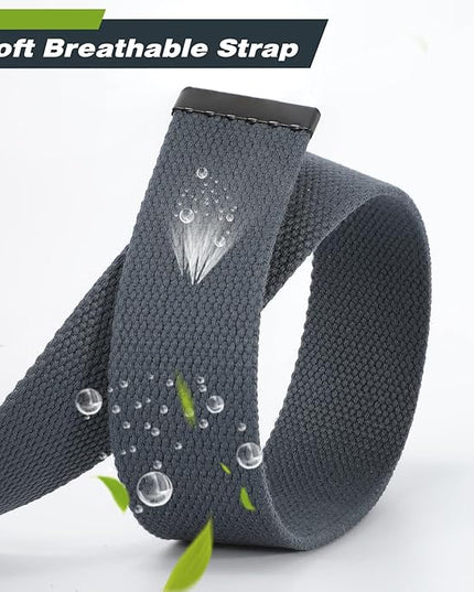 WHIPPY Canvas Web Belt Flip-Top Solid Black Military Buckle Fully Adjustable Mens Webbing Belts Cut To Fit