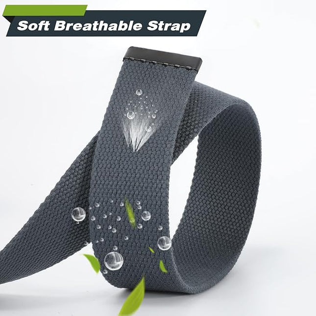 WHIPPY Canvas Web Belt Flip-Top Solid Black Military Buckle Fully Adjustable Mens Webbing Belts Cut To Fit