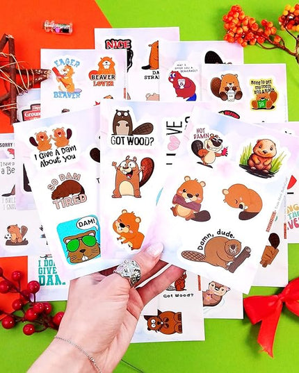 BulbaCraft Beaver Stickers for Water Bottle and Laptop - Nature Party Supplies & Decorations, Waterproof Vinyl Animal Decals, Cute Beaver Stickers Laptop Decals, Gifts for Women & Men