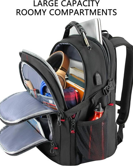 KROSER Travel Laptop Backpack 17.3 inch XL Computer Backpack Stylish College Backpack with RFID Pockets USB Charging Port REFLECTIVE STRIPS Water-Repellent Daypack for Business/Men