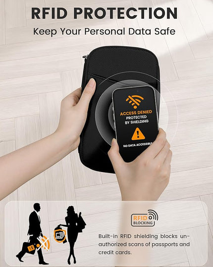 Travelkin 2-in-1 Passport Holder & Travel Organizer for Family with RFID Blocking, Multiple Passport Wallet for Men Women, Travel document holder for Credit Cards, Cash, and Electronic Essentials